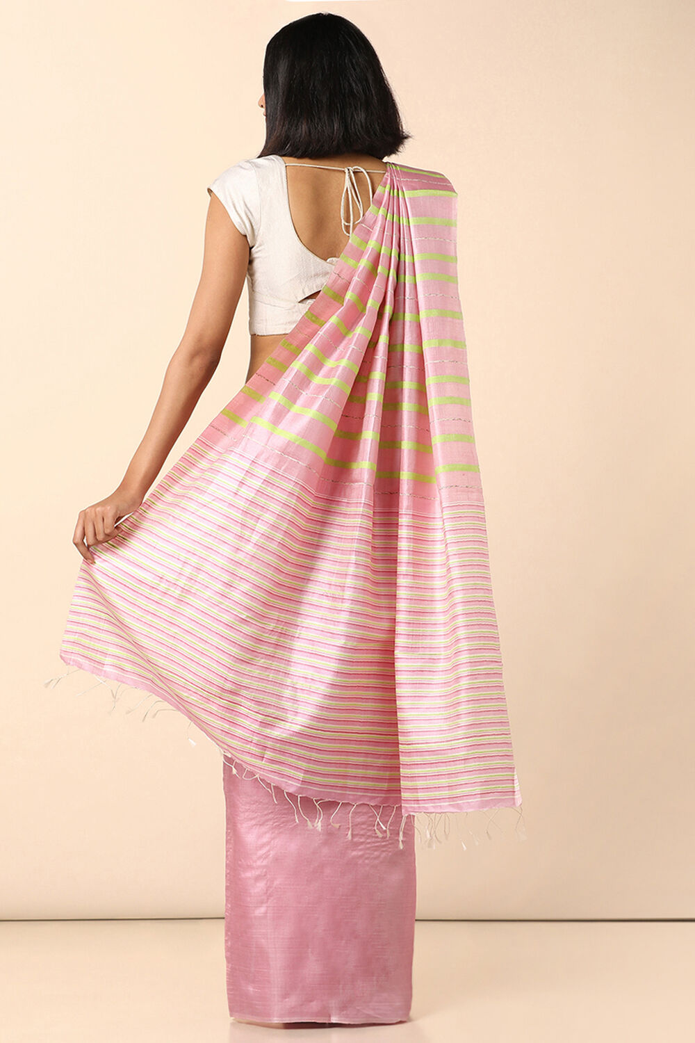 Pink Pure Tussar Woven Saree image number null