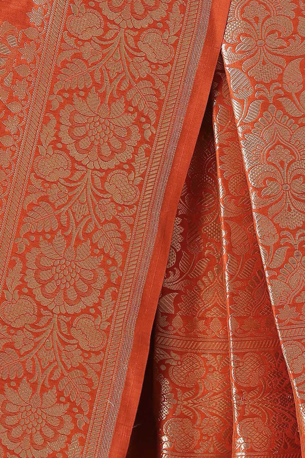Orange Pure Silk Banarasi Saree image number null
