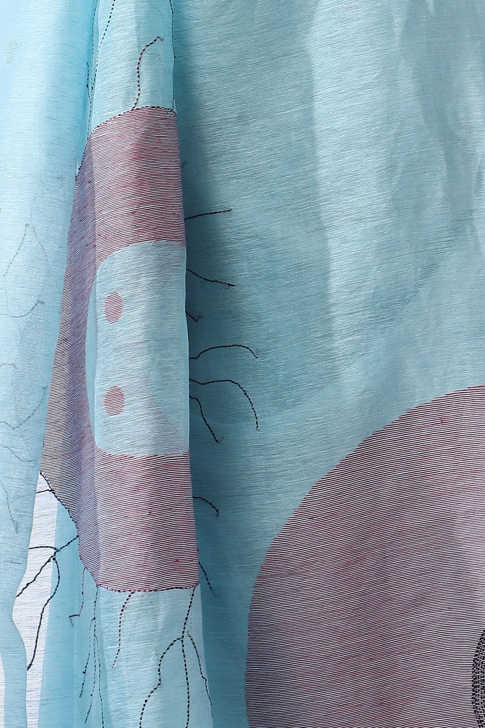Blue Pure Silk Linen Shibori Saree image number null