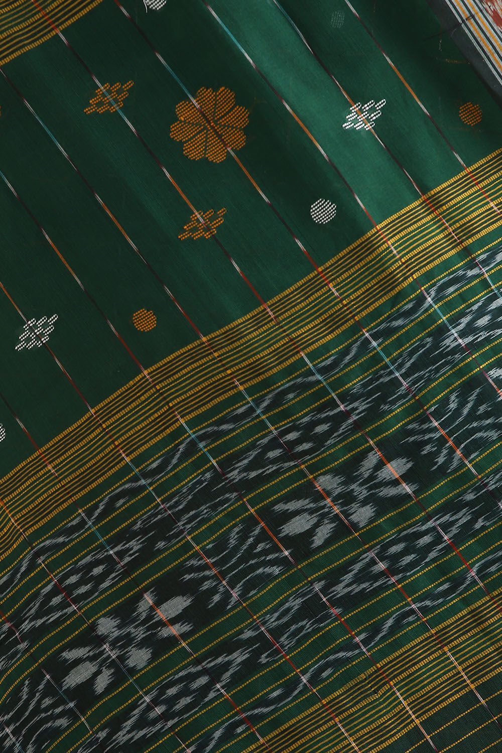 Dark Pure Green Cotton Odissa Ikat image number null