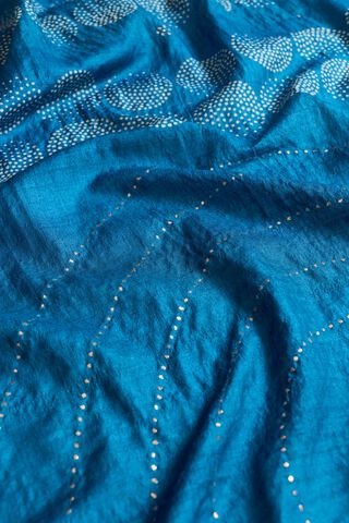 Blue Bengal Pure Tussar Silk Mukaish Saree thumbnail image number null