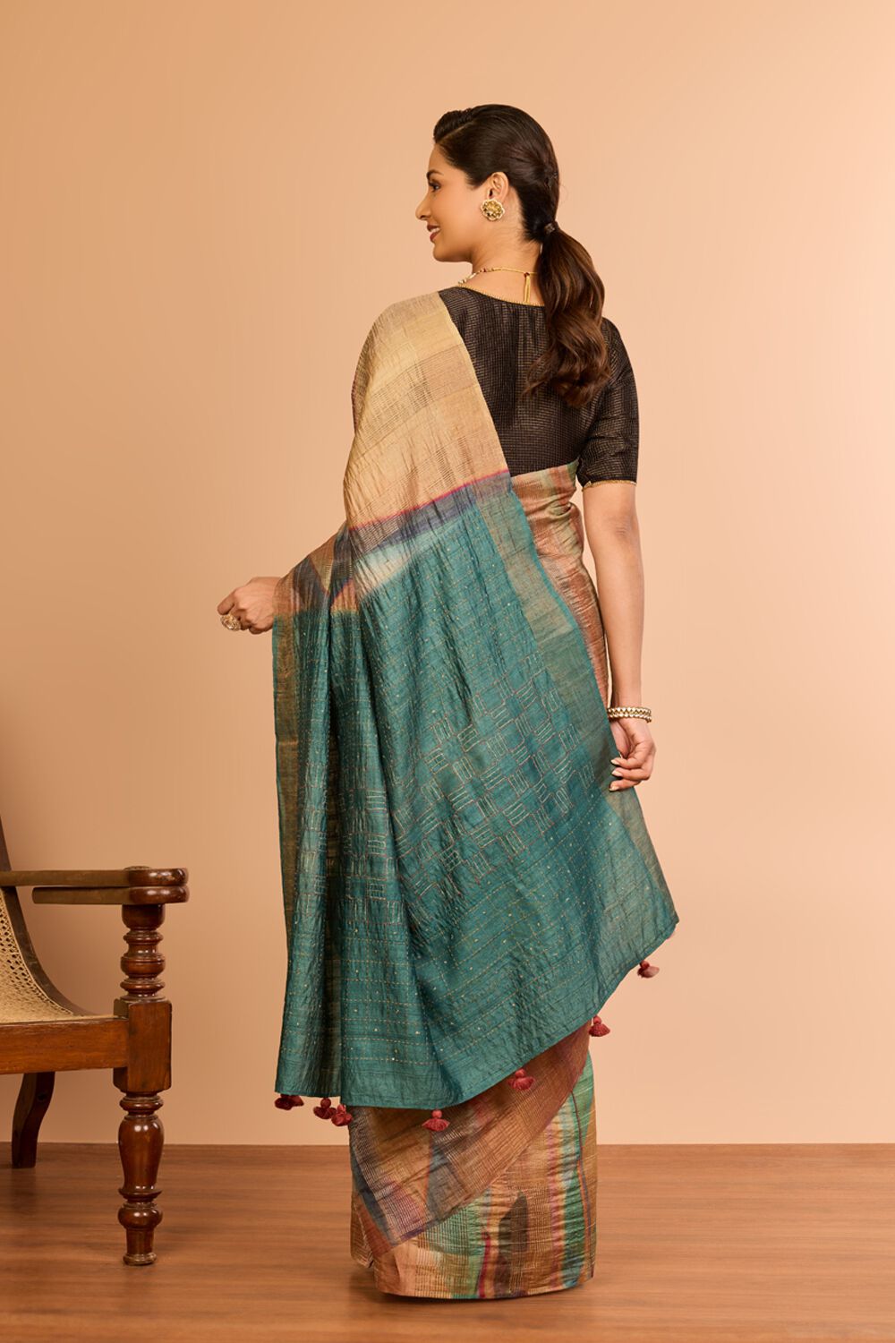 Multicolor Tussar Embroidered Saree image number null