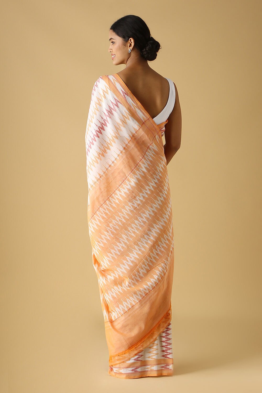 Off Pure White Cotton Pochampalli Ikat image number null