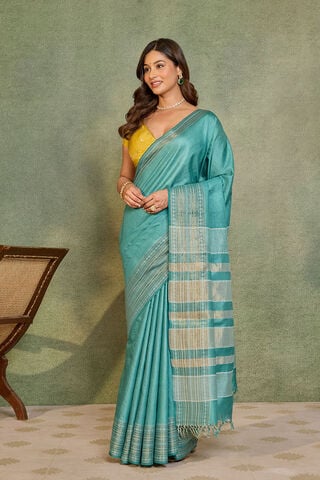 Light Blue Chattisgarh Woven Pure Tussar Silk Saree thumbnail image number null