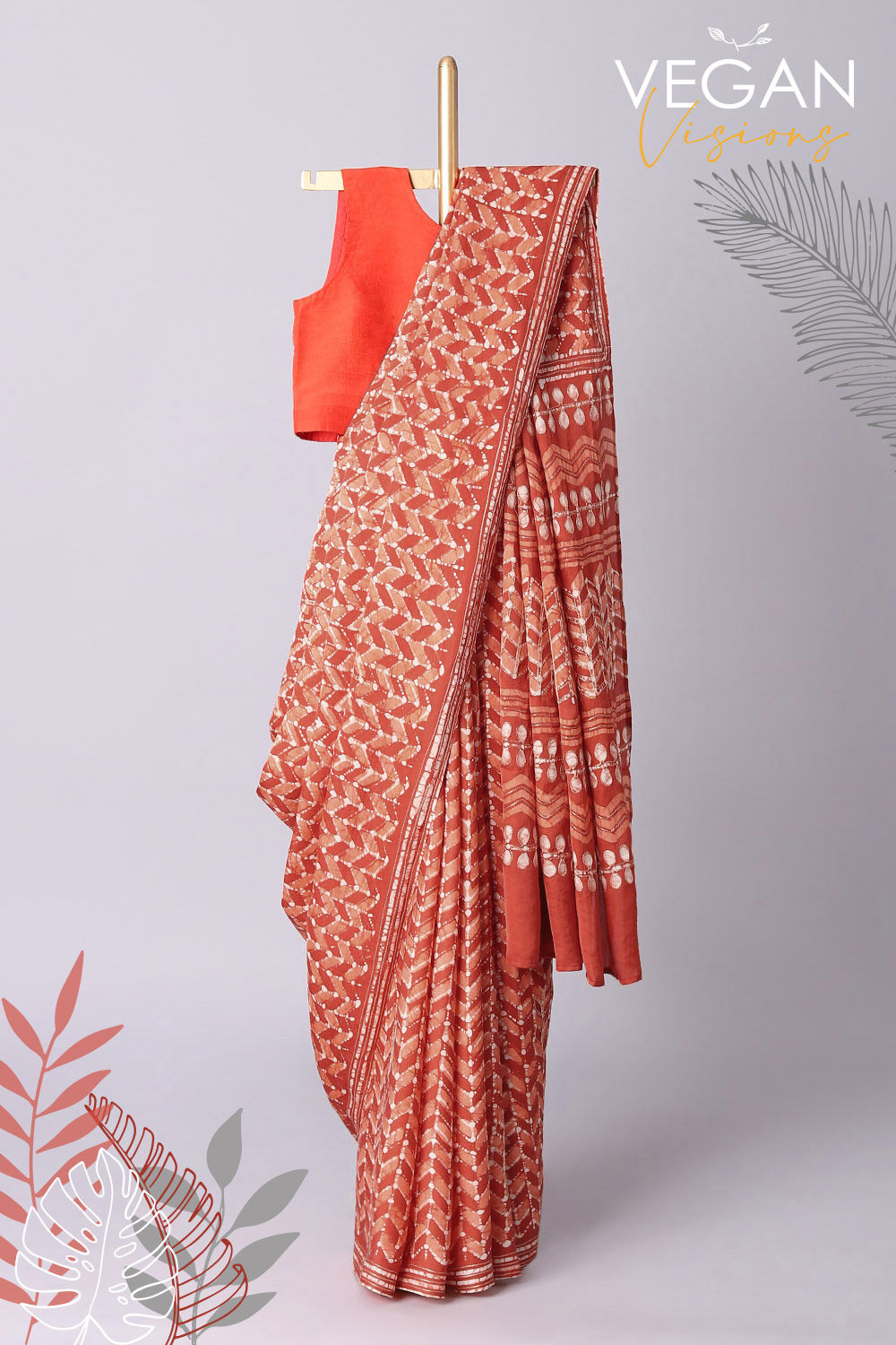 Orange Luxe Vegan Saree image number null