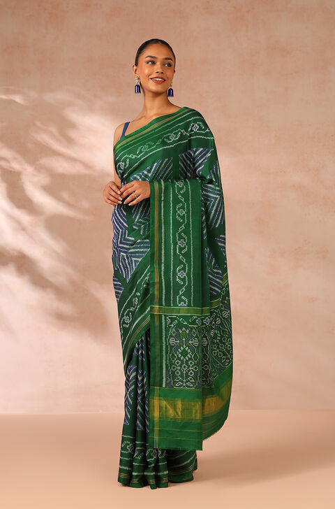 Green Rajkot Pure Silk Ikat Patola Saree