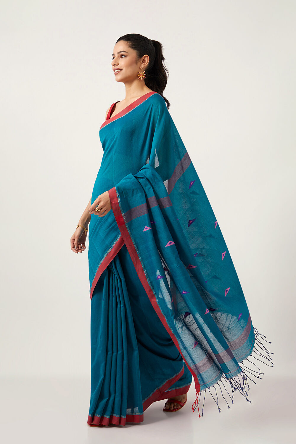 Green Pure Cotton Bengal Saree image number null