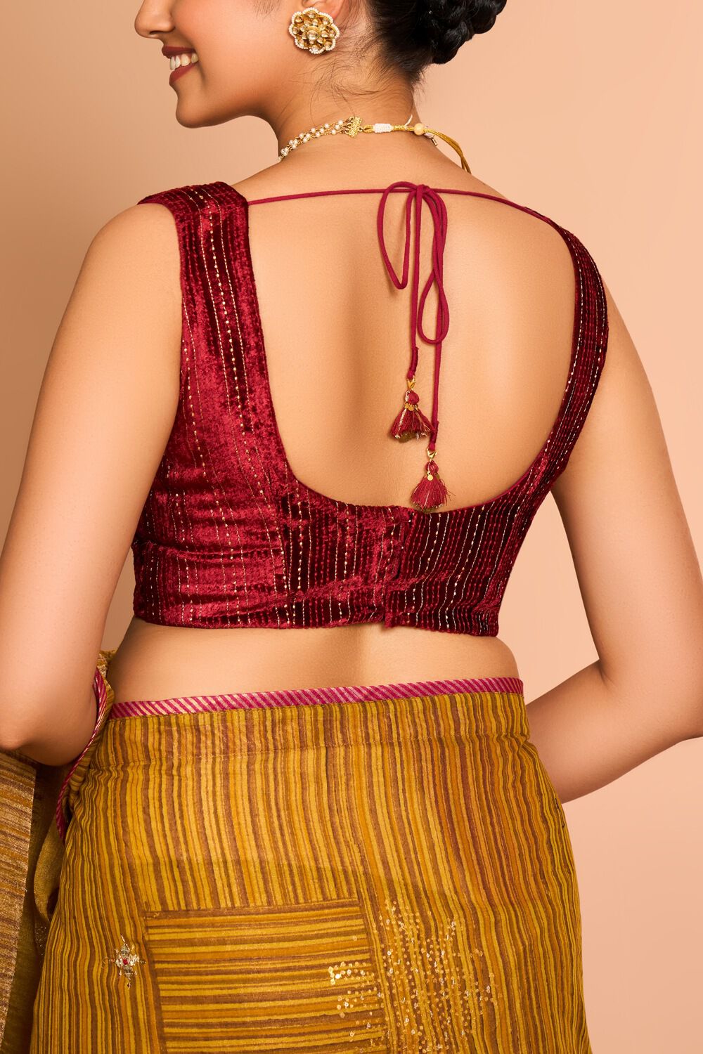 Dark Red Viscose Embroidered Blouse image number null