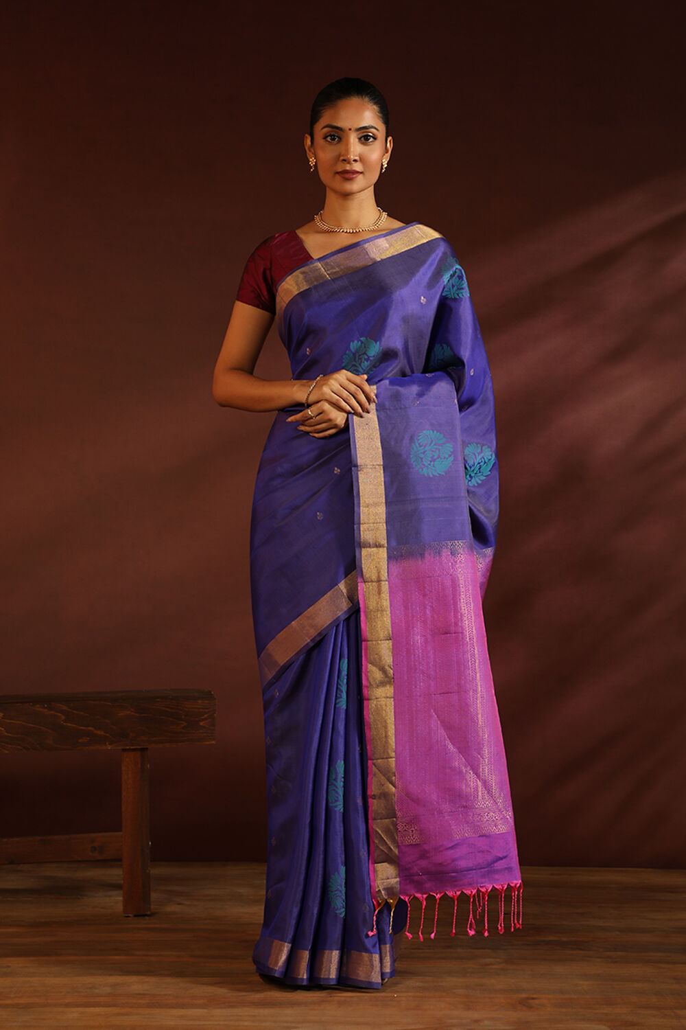 Blue South Pure Silk Woven Saree image number null