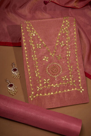 Light Pink Viscose Tissue Embroidered Unstitched Suit Set image number
