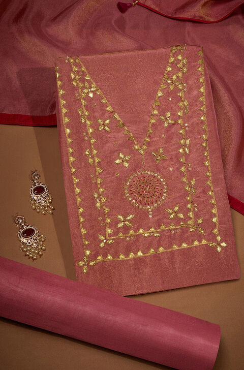 Light Pink Viscose Tissue Embroidered Unstitched Suit Set