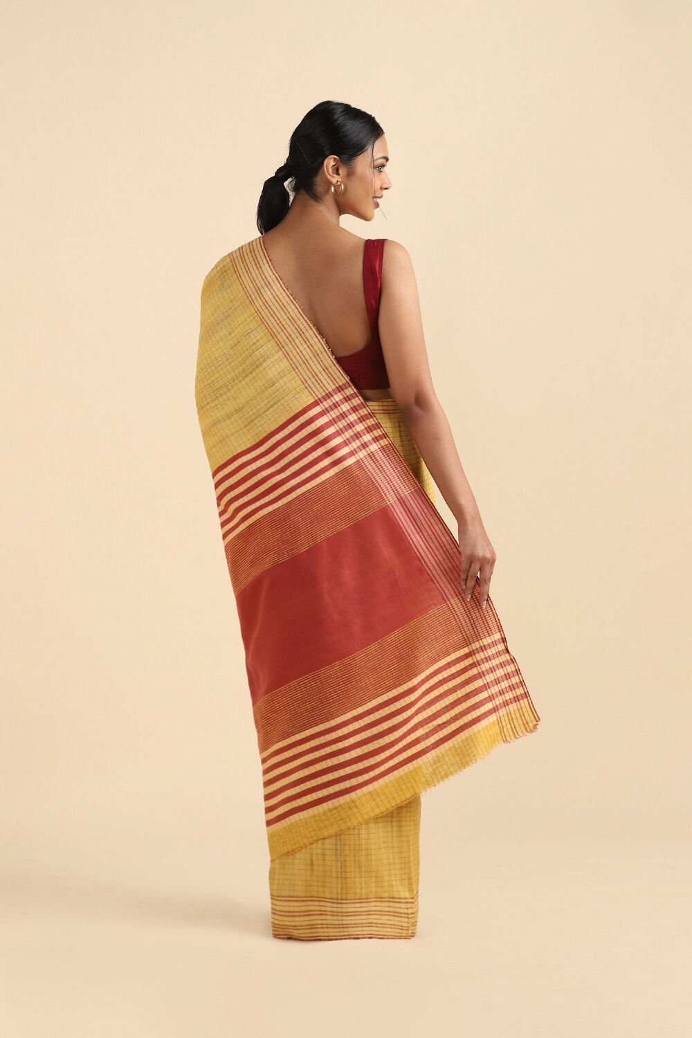 Yellow Pure Tussar Silk Bhagalpuri Saree image number null