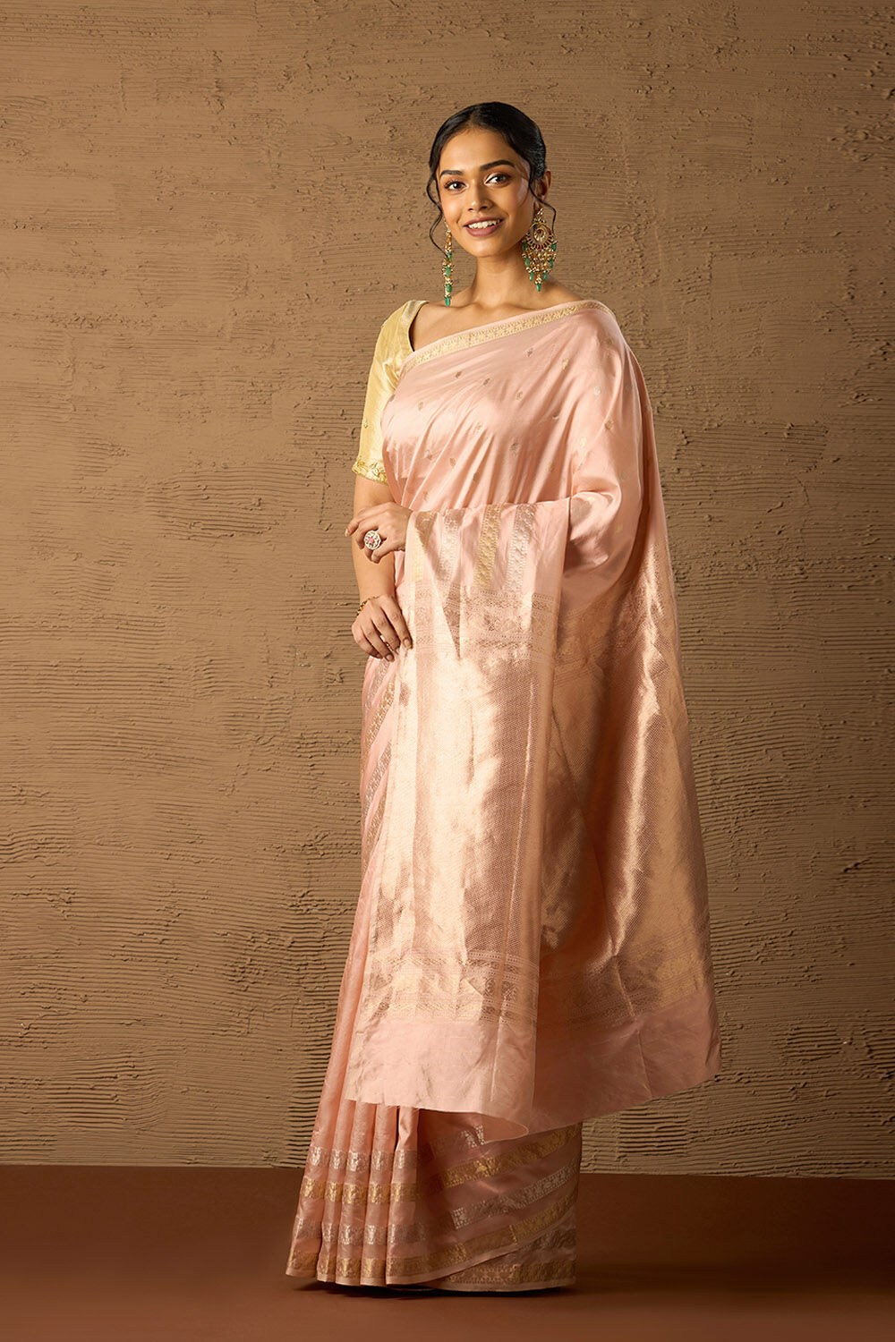 Pink Pure Silk Kadwa Banarasi Saree image number null