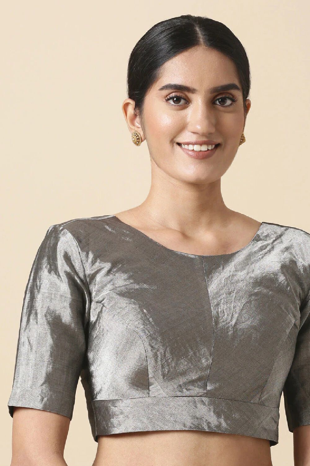 Grey Tissue Cotton Blouse image number null