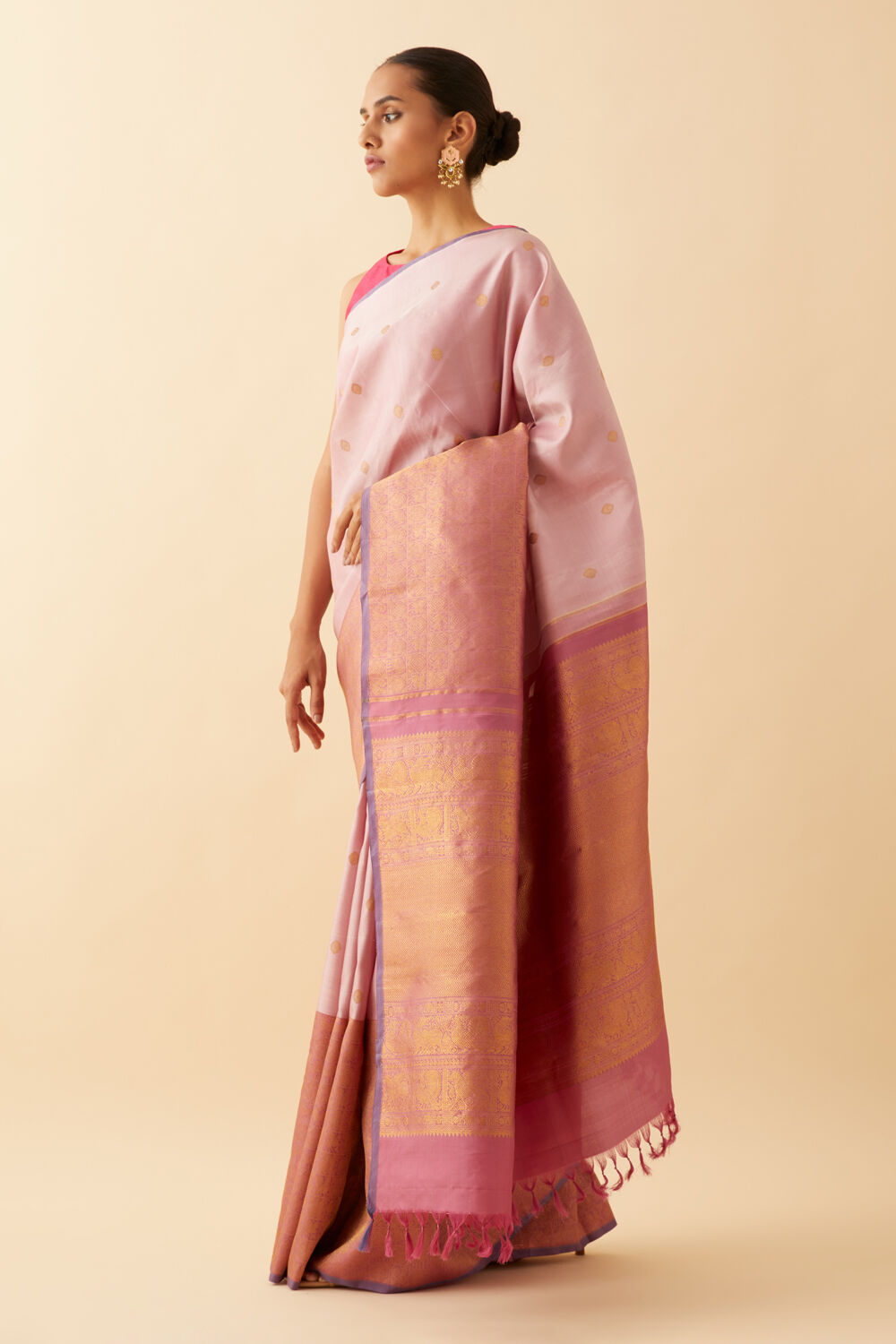 Light Pink Pure Silk Kanjivaram Saree image number null