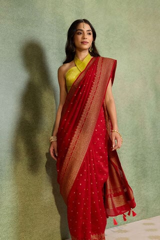 Red Woven Design Pure Viscose Saree image number