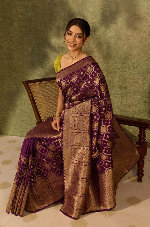 Violet Woven Pure Viscose Saree