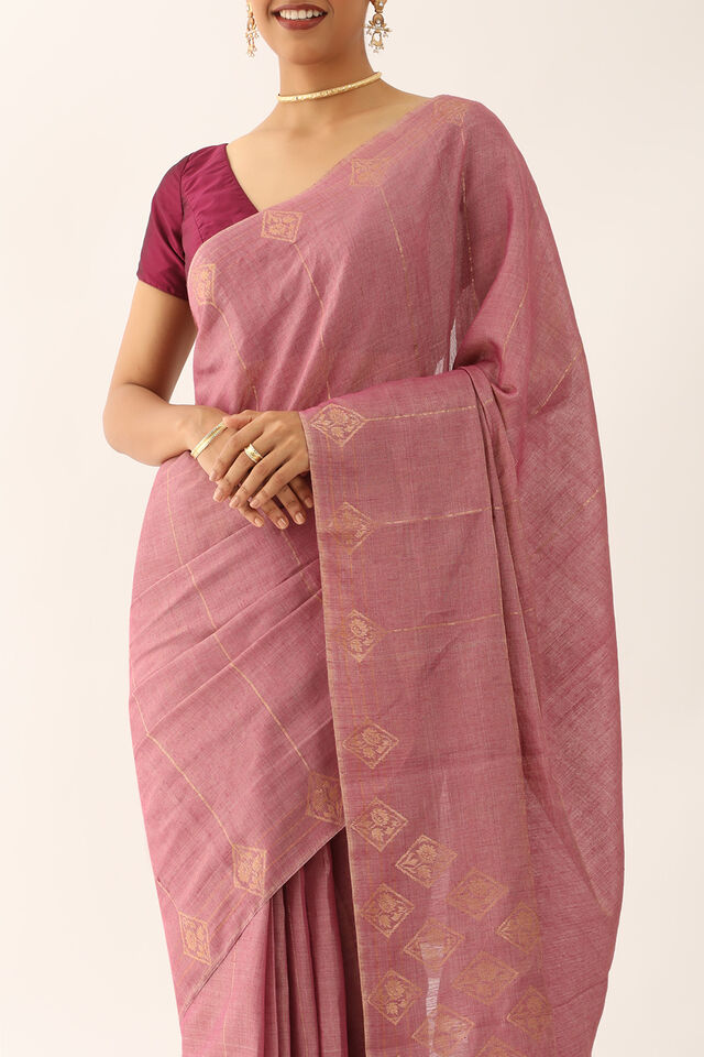 Light Violet Chattisgarh Pure Silk Tissue Woven Saree