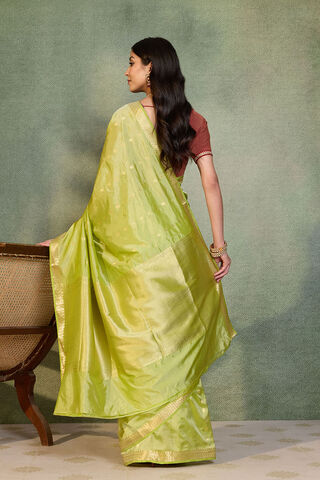 Light Green Silk Viscose Cutwork Banarasi Inspired Design Saree thumbnail image number null