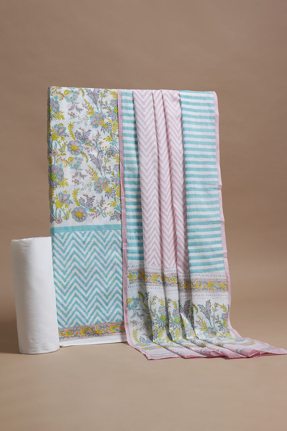 Off White Pure Cotton Printed Sanganeri Suit Set image number null