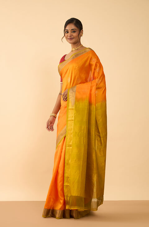 Orange Woven Pure Silk Saree