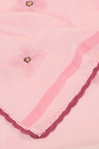 Light Pink Bengal Pure Silk Cotton Hand Painted Embroidered Saree thumbnail image number null