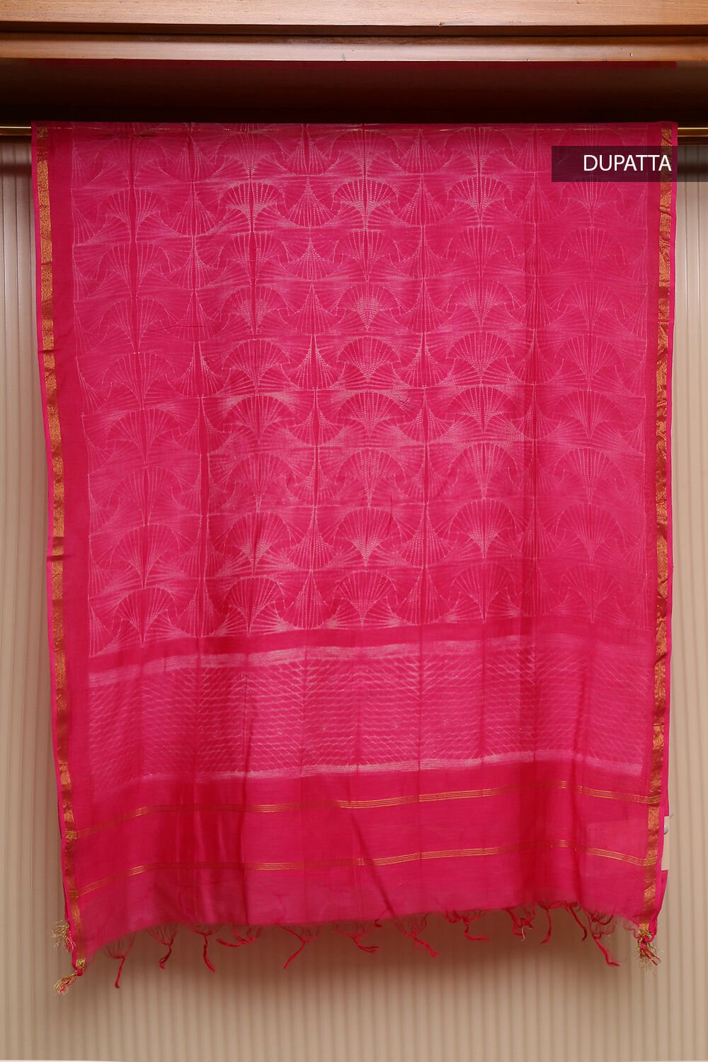 Rose Pink Shibori Pure Silk Cotton Suit Set image number null