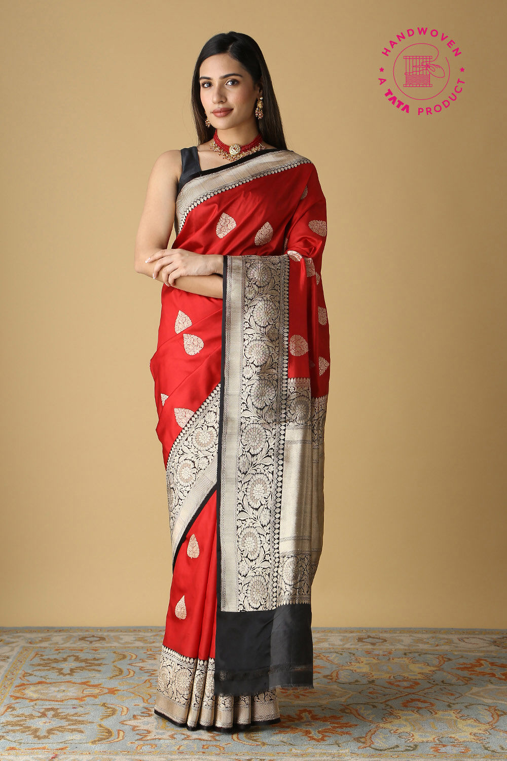 Red Pure Silk Banarasi Saree image number null