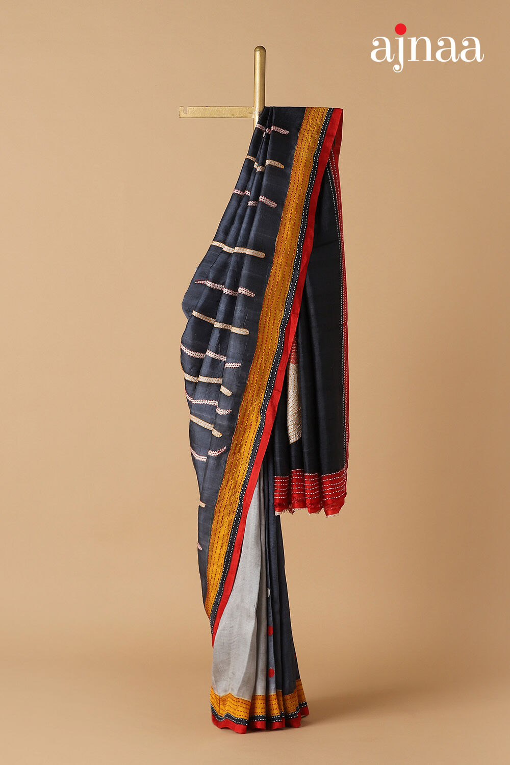 Blue Silk Hand Painted Saree image number null