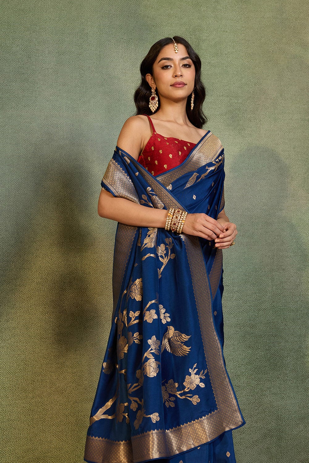Blue Woven Pure Viscose Saree image number null