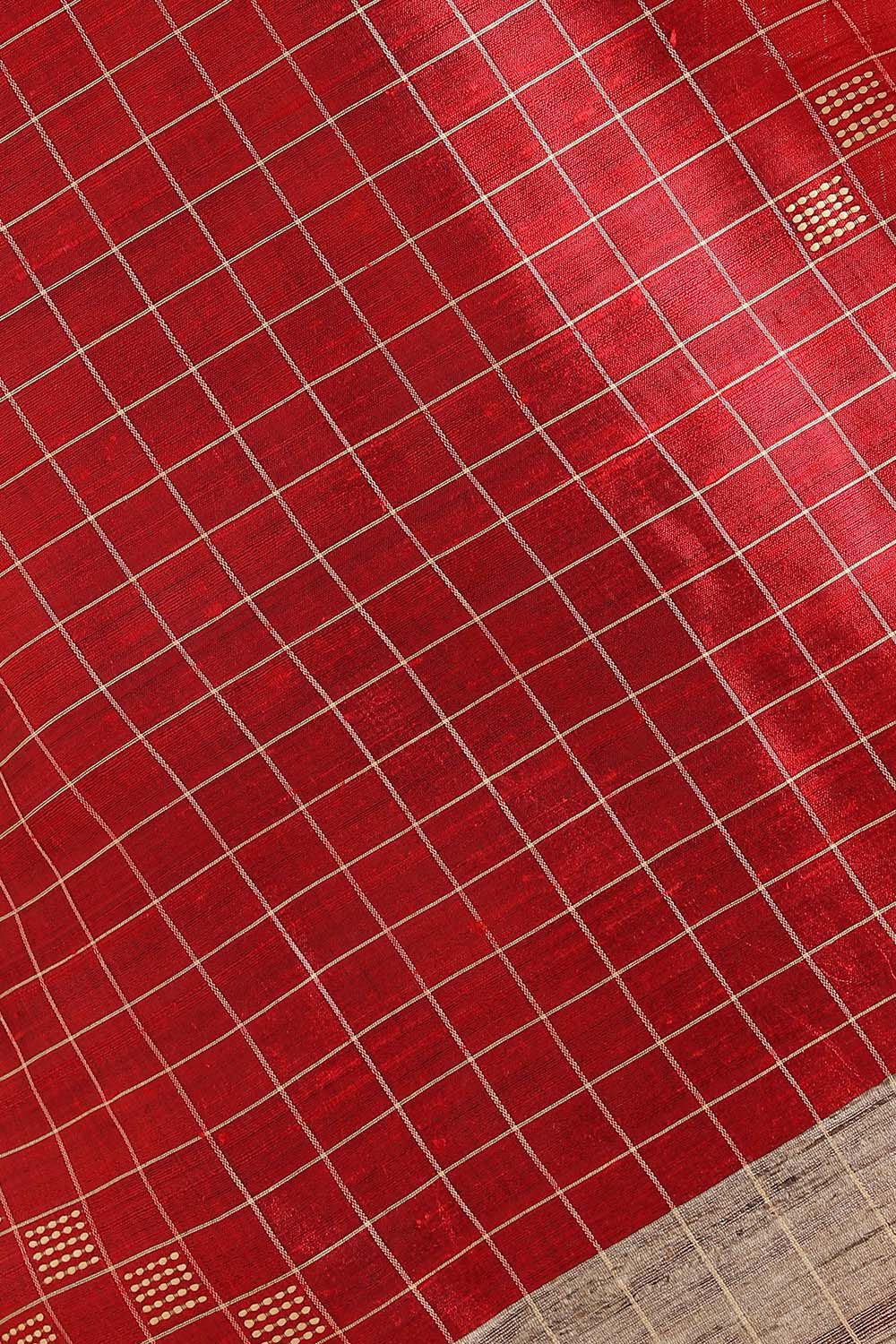 Red Pure Tussar Silk Bhagalpuri Saree image number null