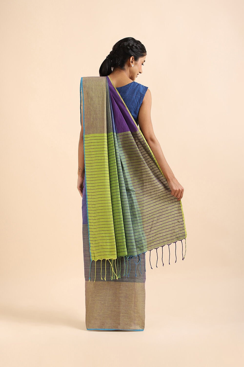 Blue Pure Cotton Bengal Saree image number null