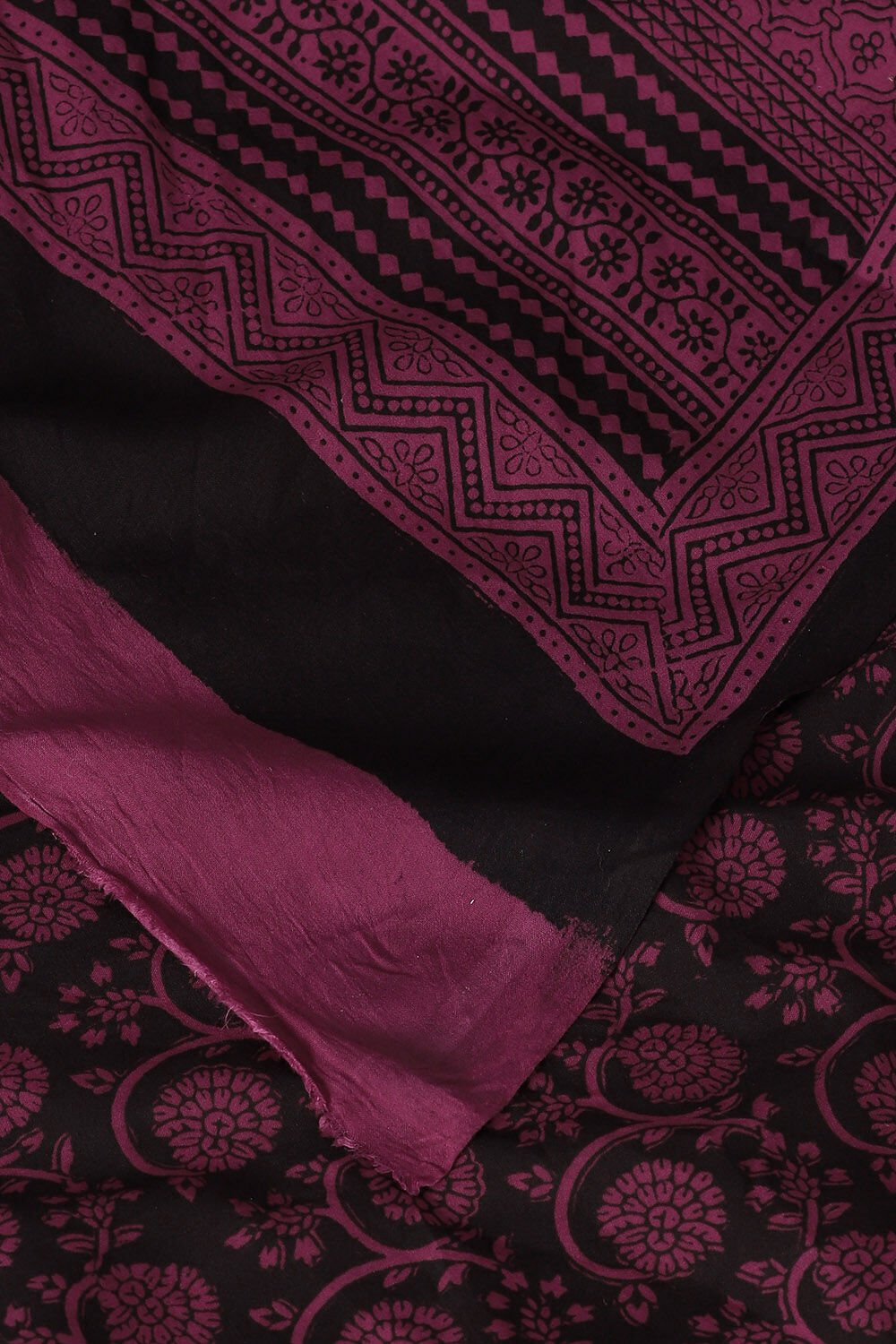 Black Pure and Violet Cotton Bagh Saree image number null