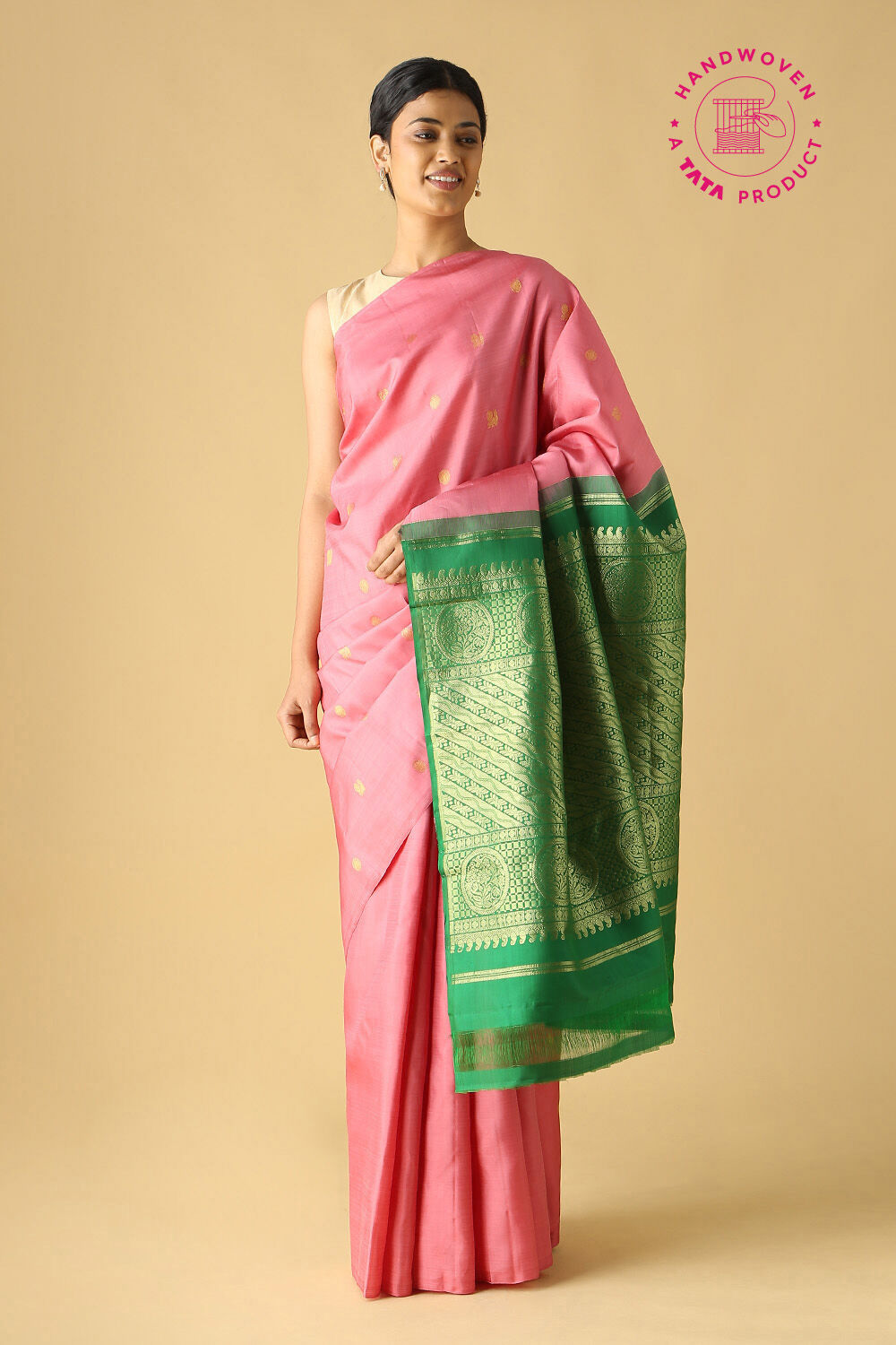 Light Pink Pure Silk Kanjivaram Saree image number null