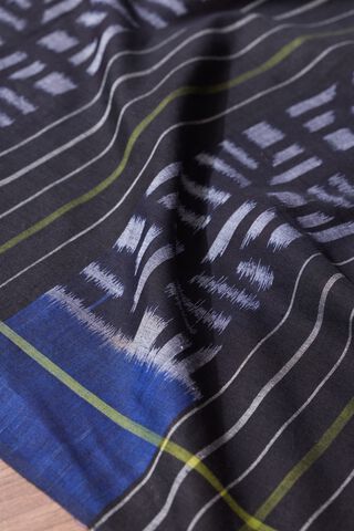 Black Odissa Pure Cotton Ikat Saree thumbnail image number null
