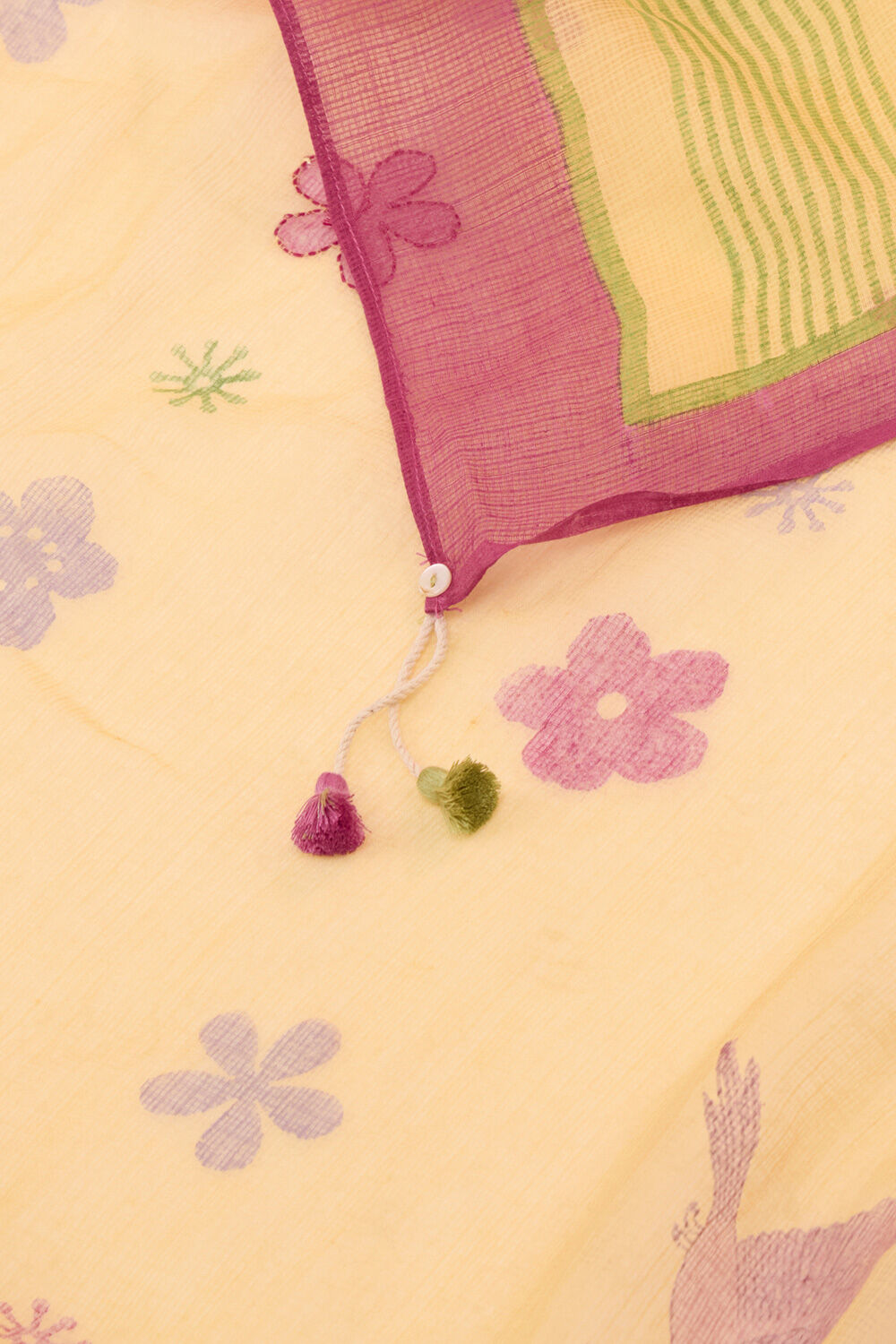Beige Bengal Pure Kota Hand Painted Saree image number null