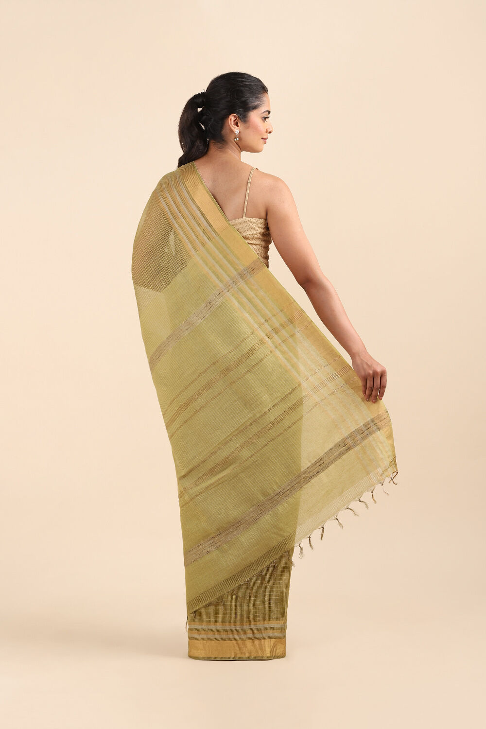Brown Pure Silk Woven Saree image number null