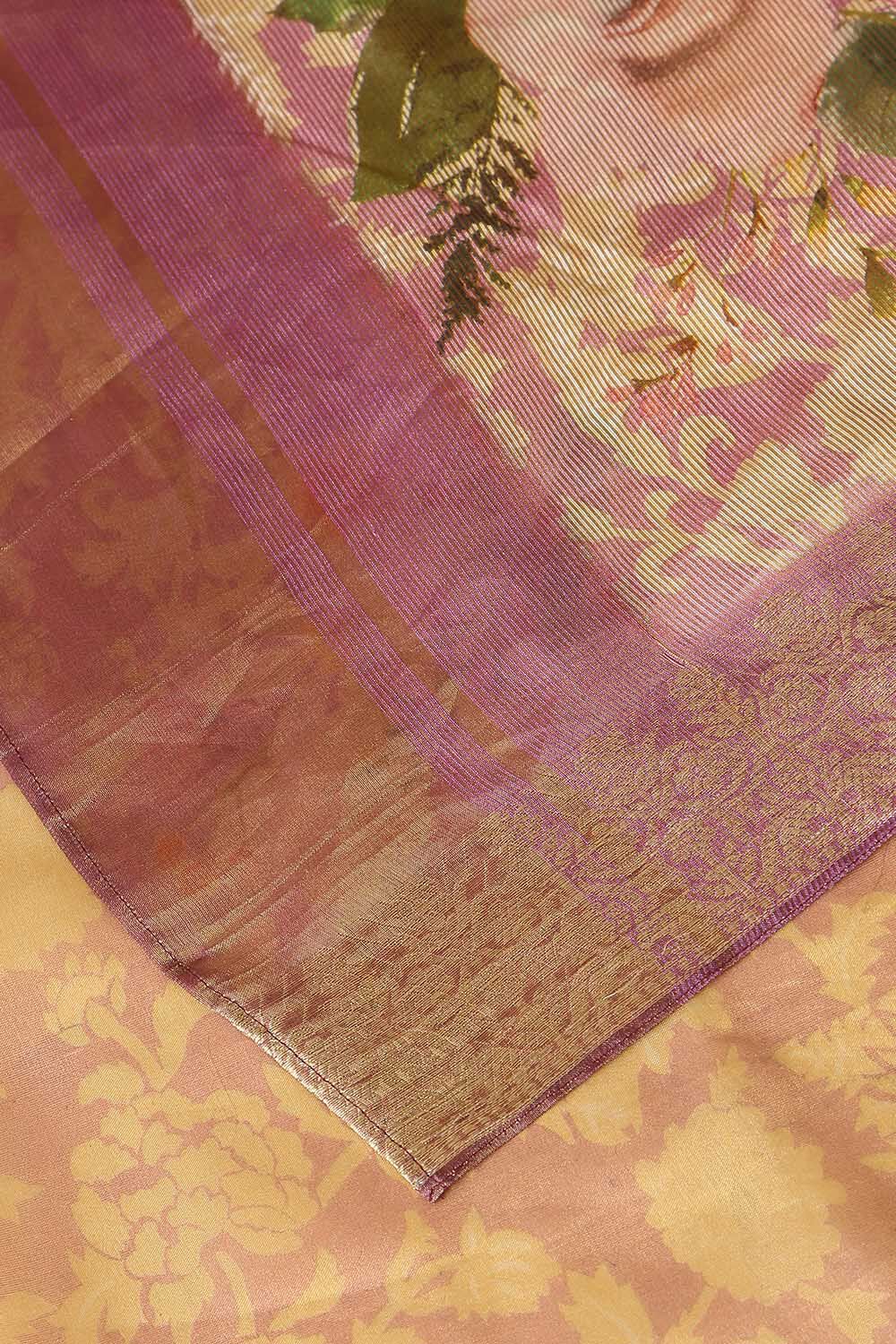 Light Violet Pure Tissue Silk Digital Printed Saree image number null