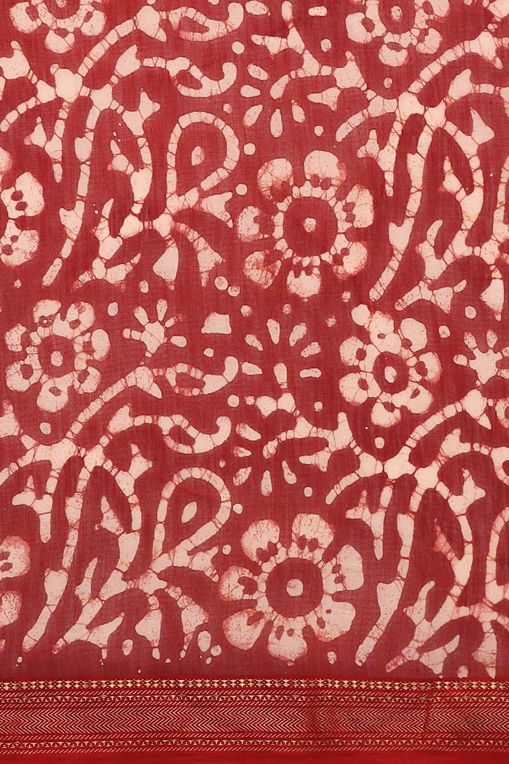 Dark Red Pure Silk Cotton Batik Saree image number null