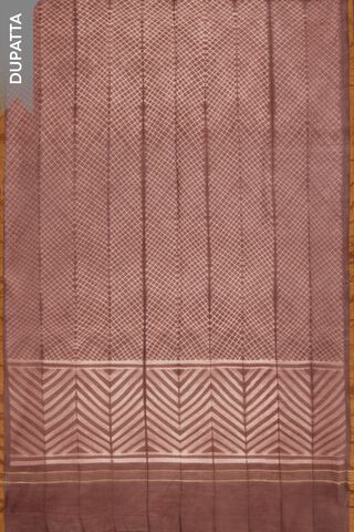 Brown Pure Silk Cotton Tie & Dye Shibori Unstitched Suit Set thumbnail image number null