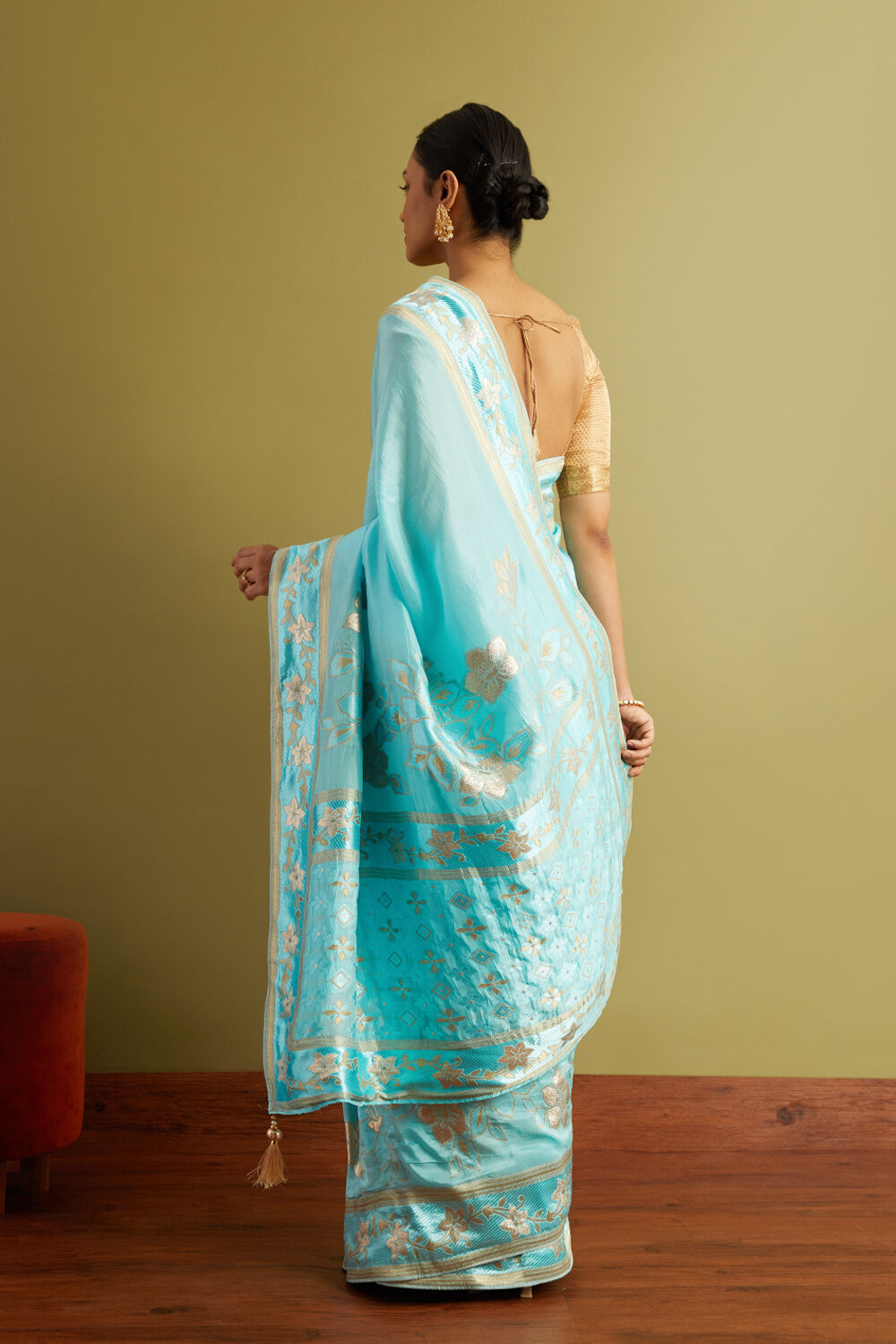 Blue Woven Viscose Luxe Saree image number null