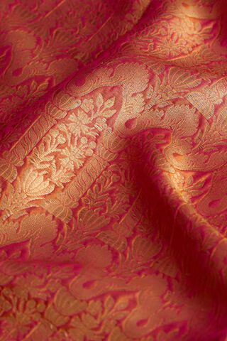 Orange Silk Viscose Cutwork Banaras Inspired Design Saree thumbnail image number null