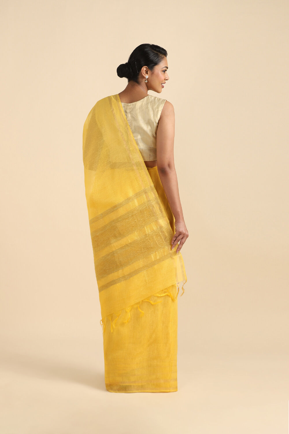 Yellow Pure Silk Woven Saree image number null