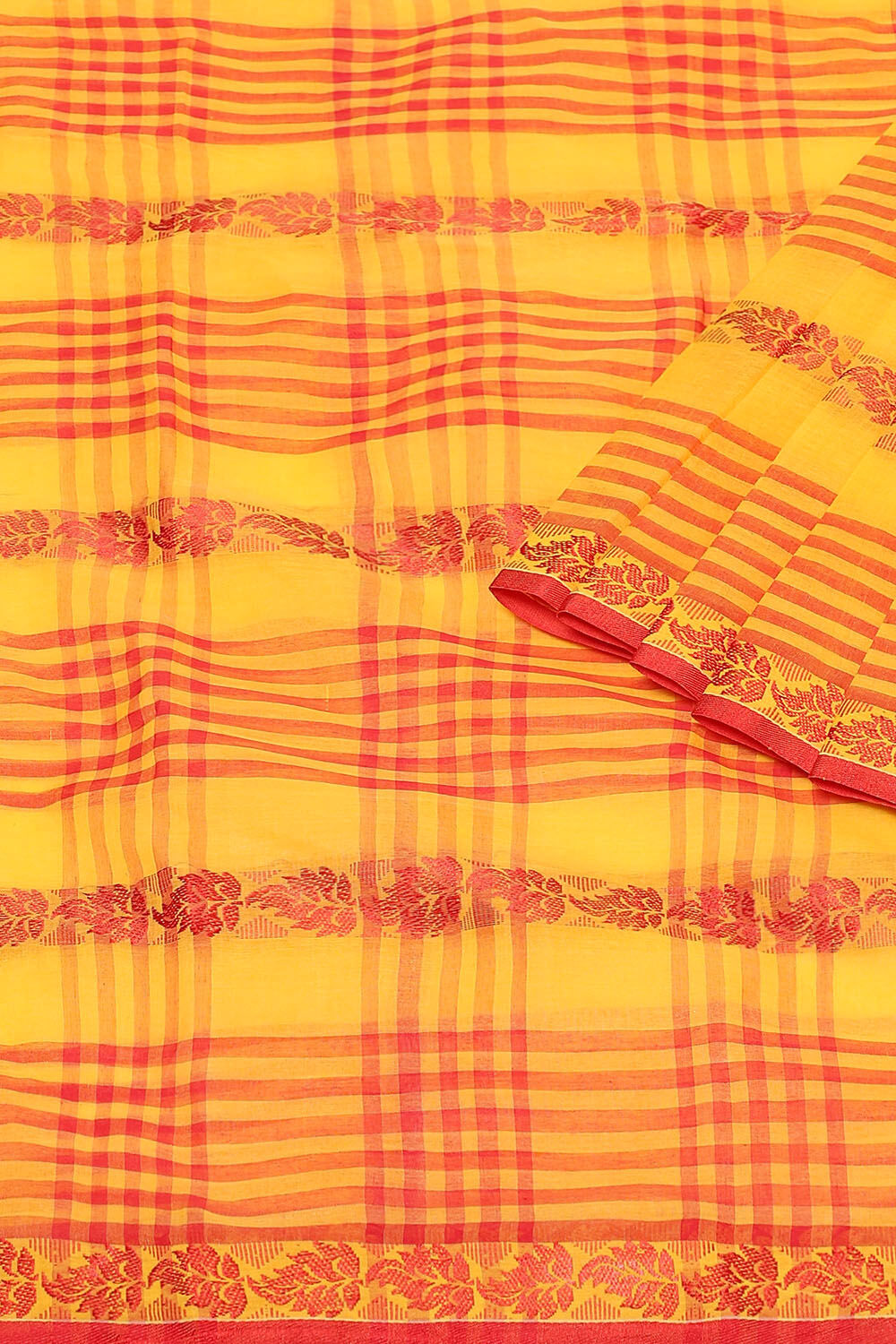 Yellow Pure Cotton Bengal Saree image number null