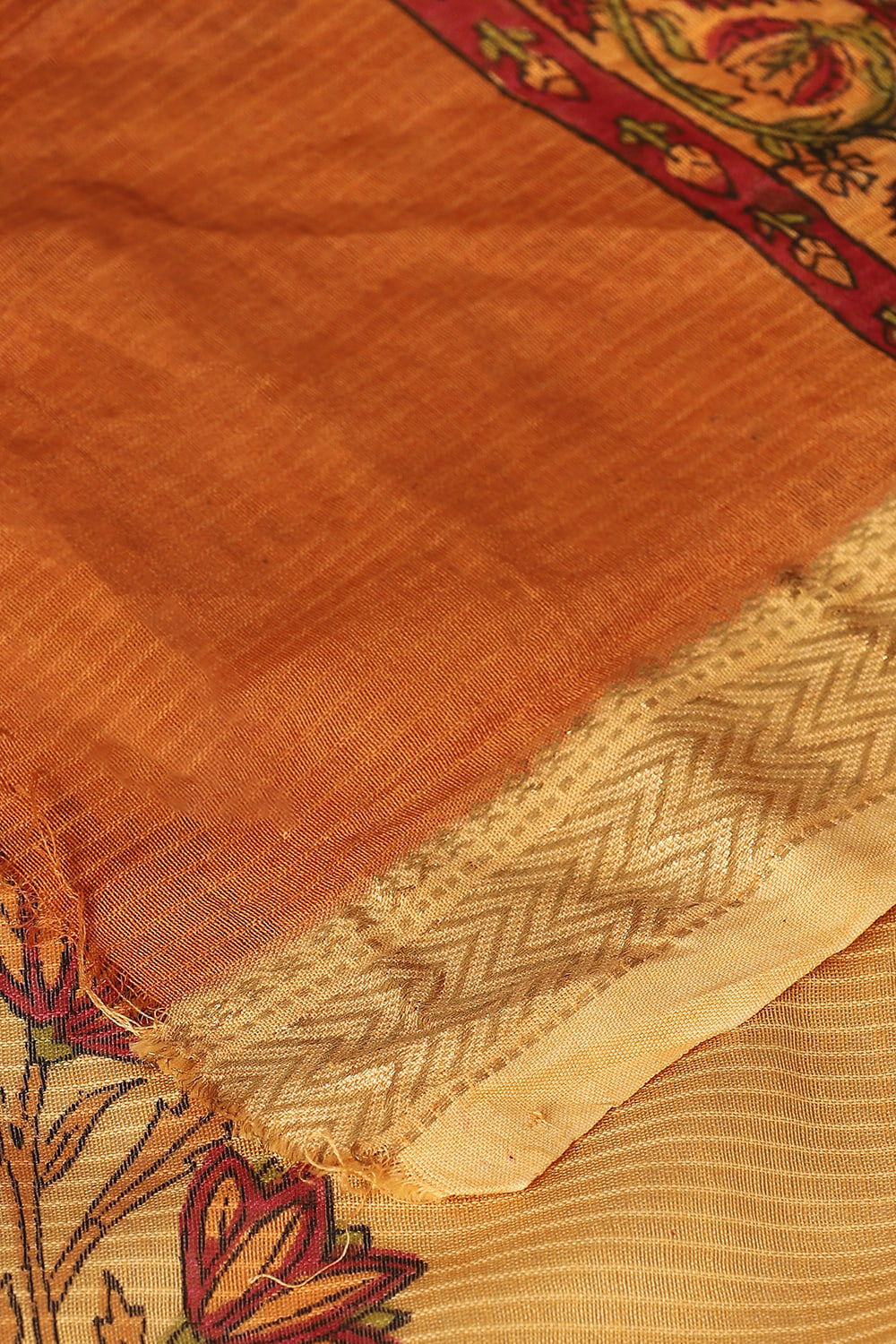 Orange Pure Silk Cotton Sanganeri Printed Saree image number null
