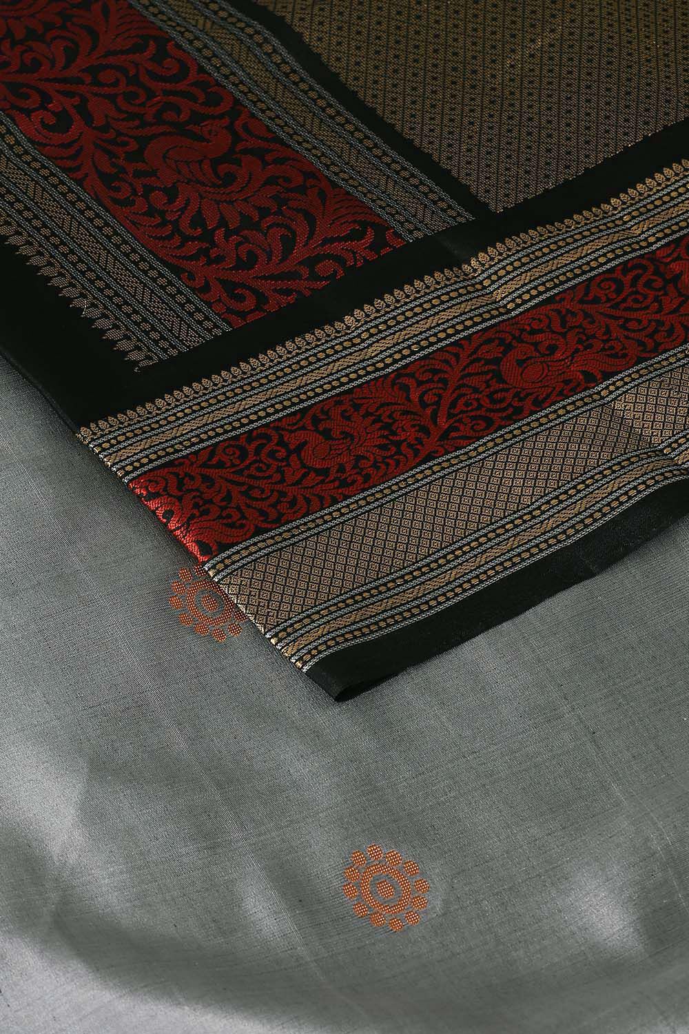 Grey Pure Silk South Saree image number null