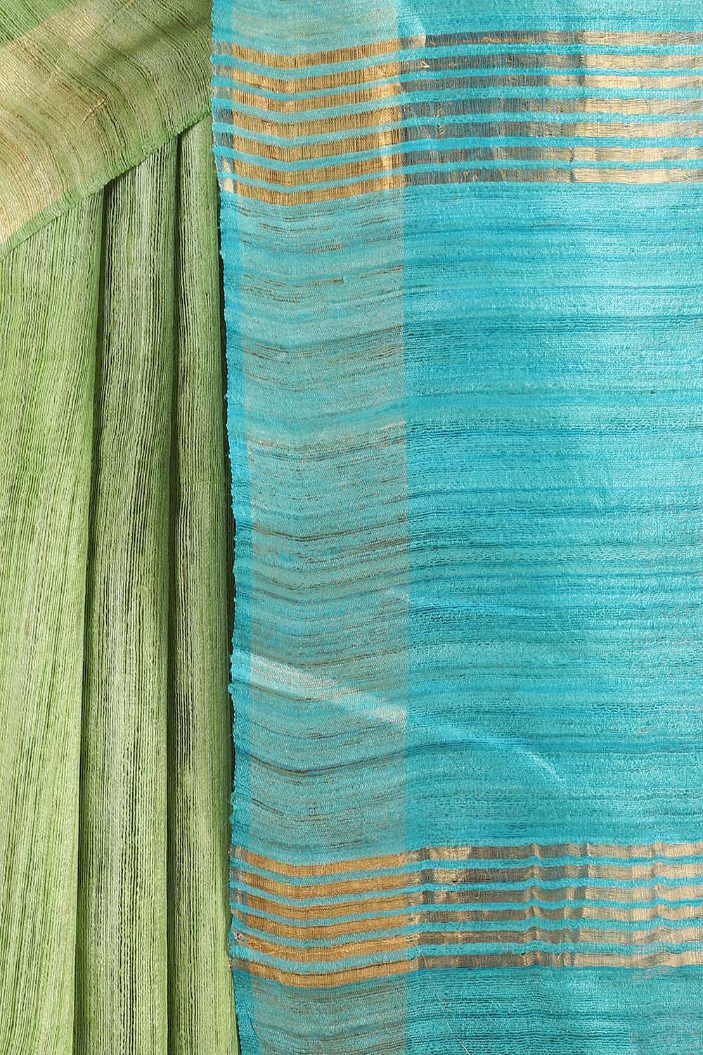 Light Blue Pure Tussar Silk Tie and Dye Saree image number null