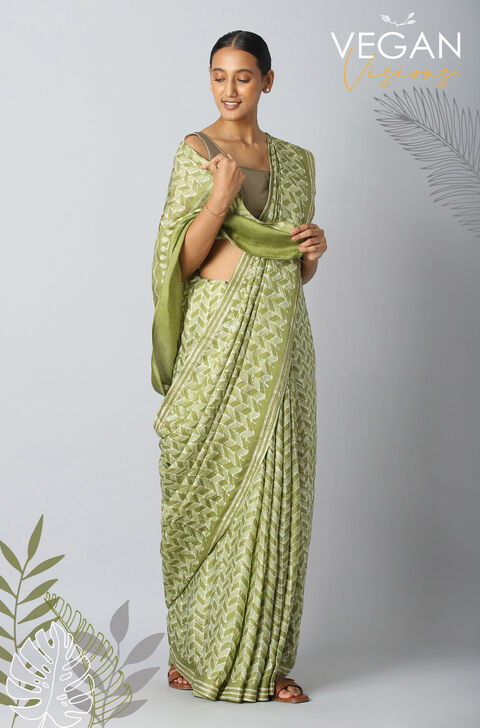 Dark Green Pure Luxe Vegan Saree