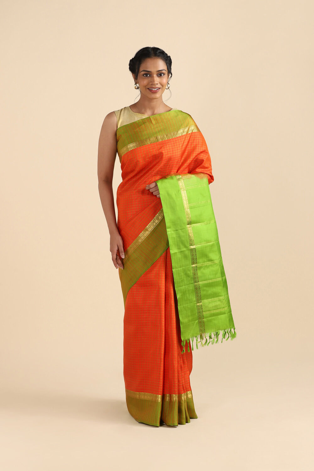 Orange Pure Soft Silk Saree image number null