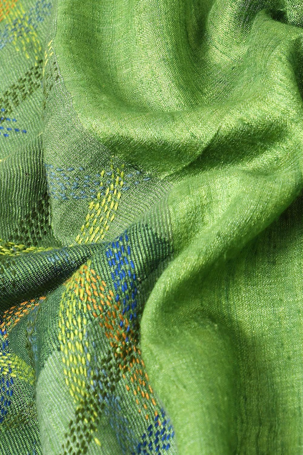 Green Pure Silk Tussar Jamdani Saree image number null